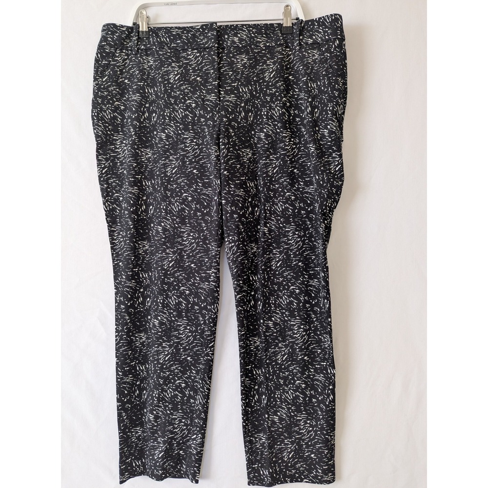 Ava & Viv Womens Black White Print Ankle Length Skinny Pants Size 18W Office New